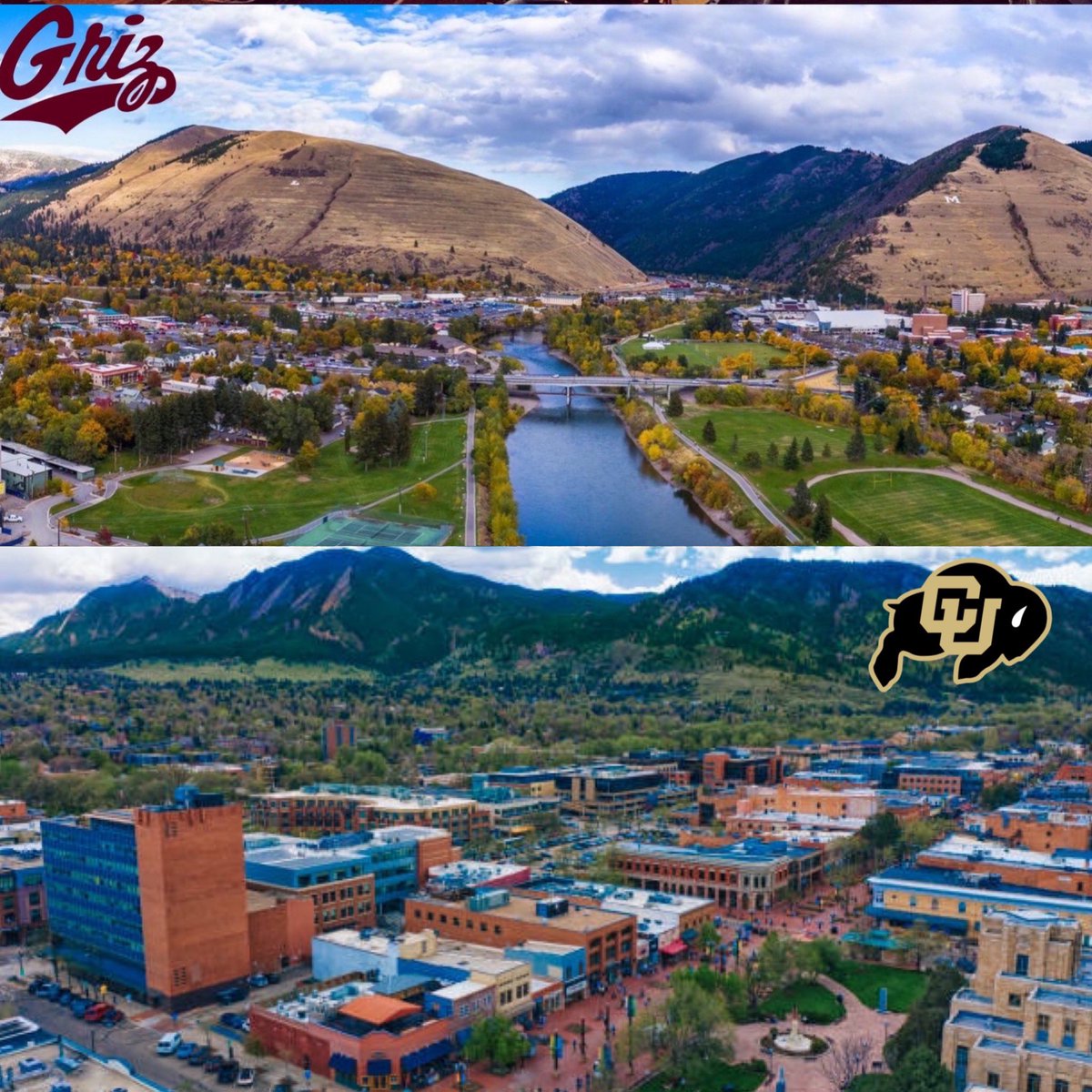 thecfbnetwork's tweet photo. College Town Showdown
Championship Round

Missoula, MT (@MontanaGrizFB) vs Boulder, CO (@CUBuffsFootball) 

Which is the better college town?

Voting is open on Instagram &amp; Twitter https://t.co/beFQA1ZpT6