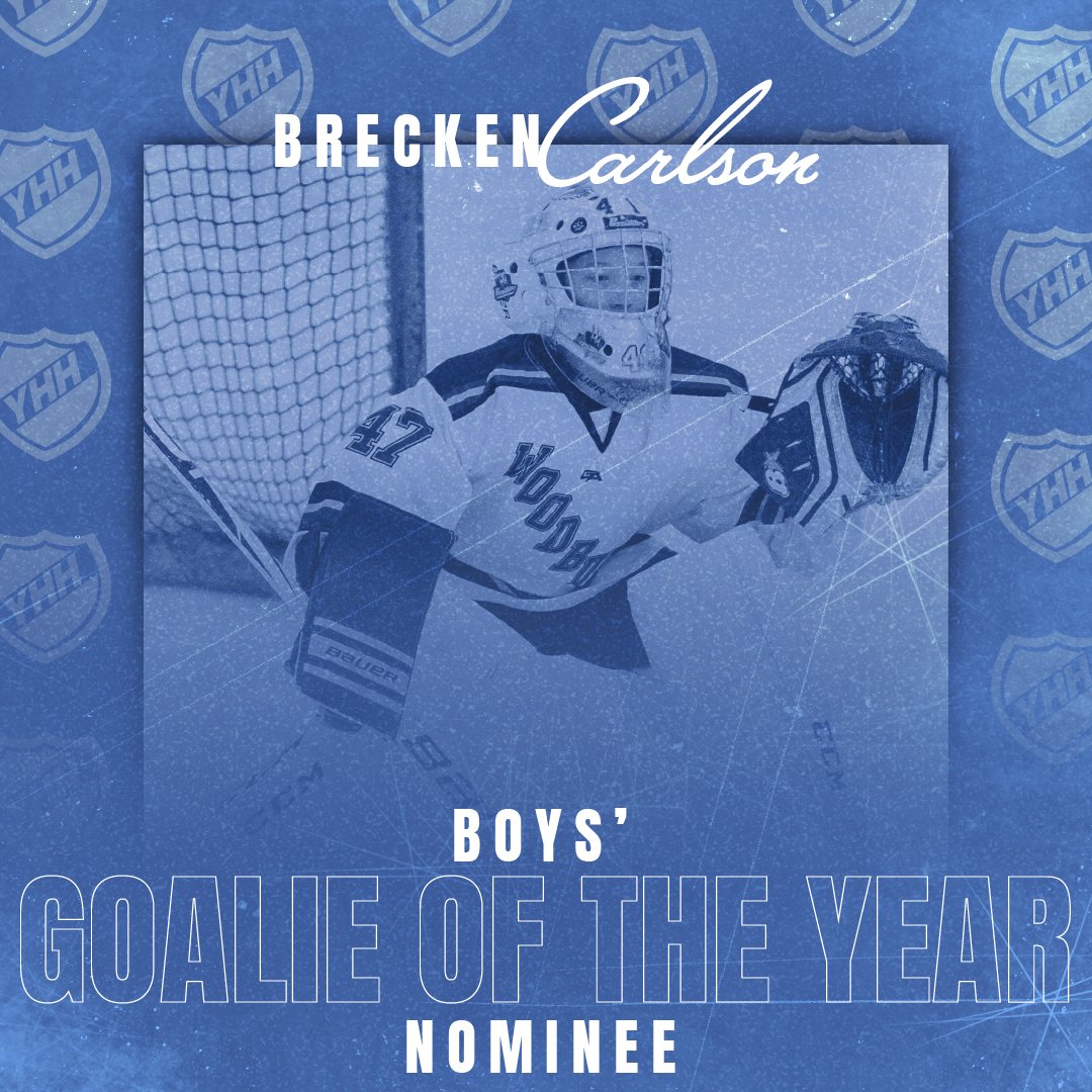 Boys' Goalie of the Year Nominee

Brecken Carlson had an impressive .920 SV% at the Peewee B State Tournament. He helped Woodbury win the State Tournament with a 19 save shut-out over the Hawks in the State Championship game.

All 8 Nominees > bit.ly/3JTB22n