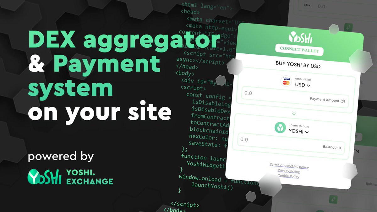 YoshiExchange's tweet photo. In search of a comprehensive #cryptopayments  method for your business? 
👌👌👌 #Yoshiexchange widget eliminates the need for managing multiple separate contracts and allows #crypto purchases via #banking card

💥Get #widget now for free! 💥 

➡️https://t.co/eudQbbVyiY https://t.co/Mb5vVWkfmo