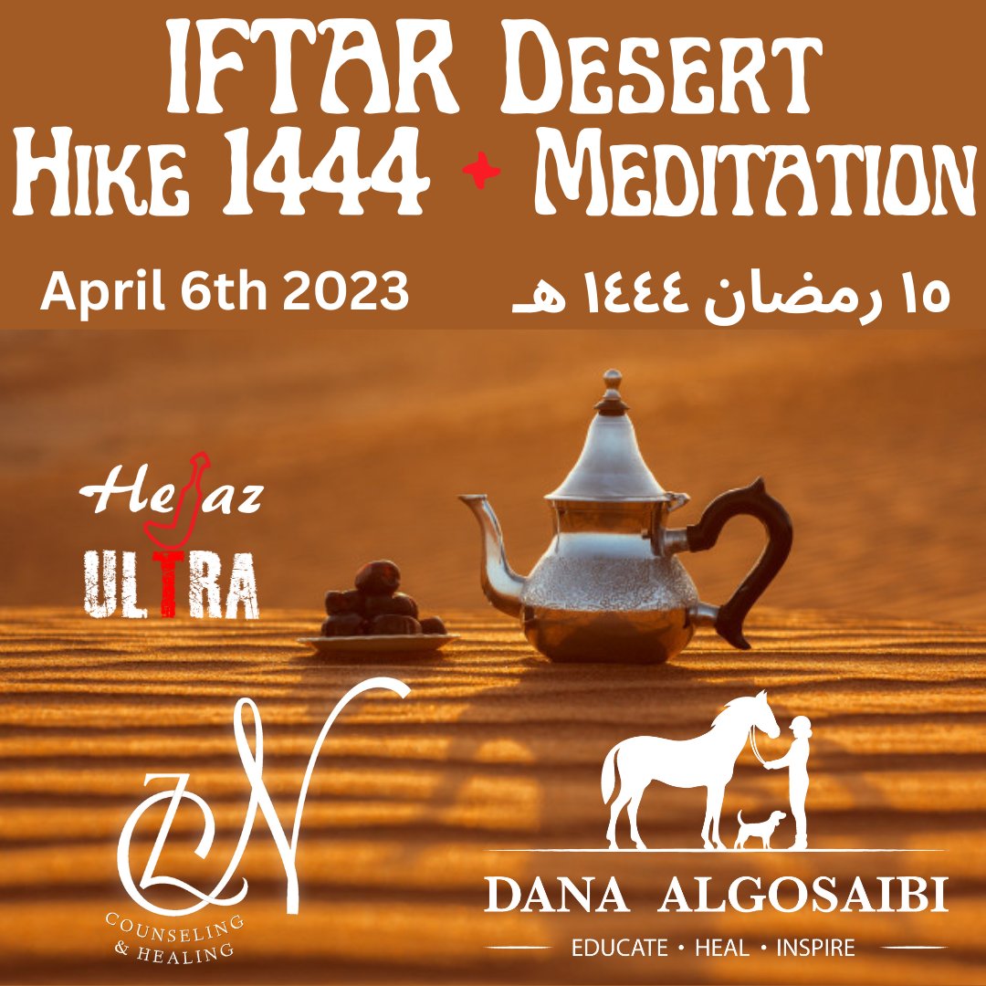 HejazUltra's tweet photo. Amazing news: TWO Meditation instructors will guide us after the Hike and after breaking our fast on Thursday April 6th  in the dunes. We are excited to have you with us: Dana AlGosaibi&amp; Nouff Zarie
Register now on https://t.co/BFm5AW0jx5
Thank you Dana &amp; Nouff! https://t.co/CJJvi0s6Wm