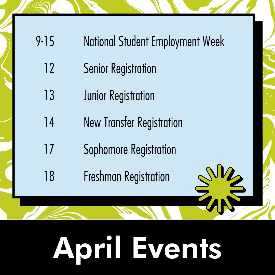 It's time to start thinking about next semester! April is the month of registration, so make sure that you meet with your academic advisor soon to discuss classes for Fall 2023. Check the Portal to find your academic advisor's contact information and for details on class options.