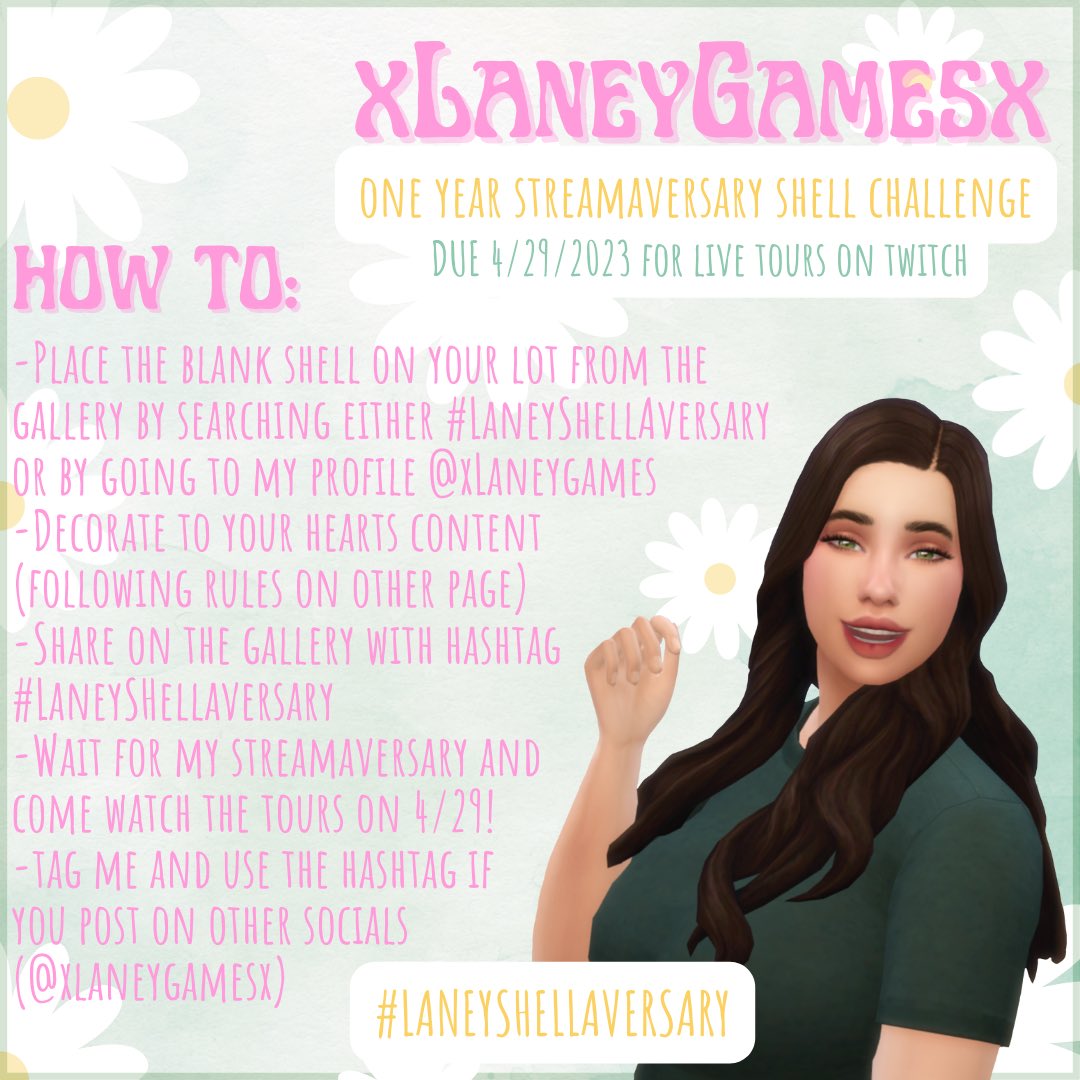 literally_laney's tweet photo. I have decided to group my promised 200 Twitch followers Shell Challenge with my 1 year Streamaversary stream! I hope you all enjoy & let me know if you have any questions at all.❤️
#shell #shellchallenge #sims #sims4 #streamaversary #LaneyShellaversary #thesims #simschallenges https://t.co/X9DSCSGqm7