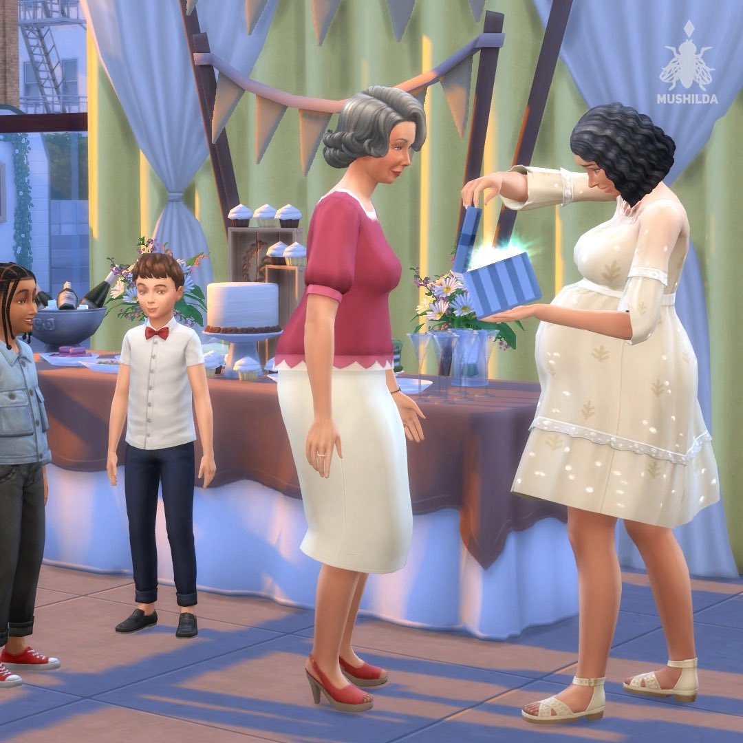 Mushilda's tweet photo. @TheSims It was a very fun baby shower! My sims had a great time 😌 https://t.co/XZXFaNOr1t