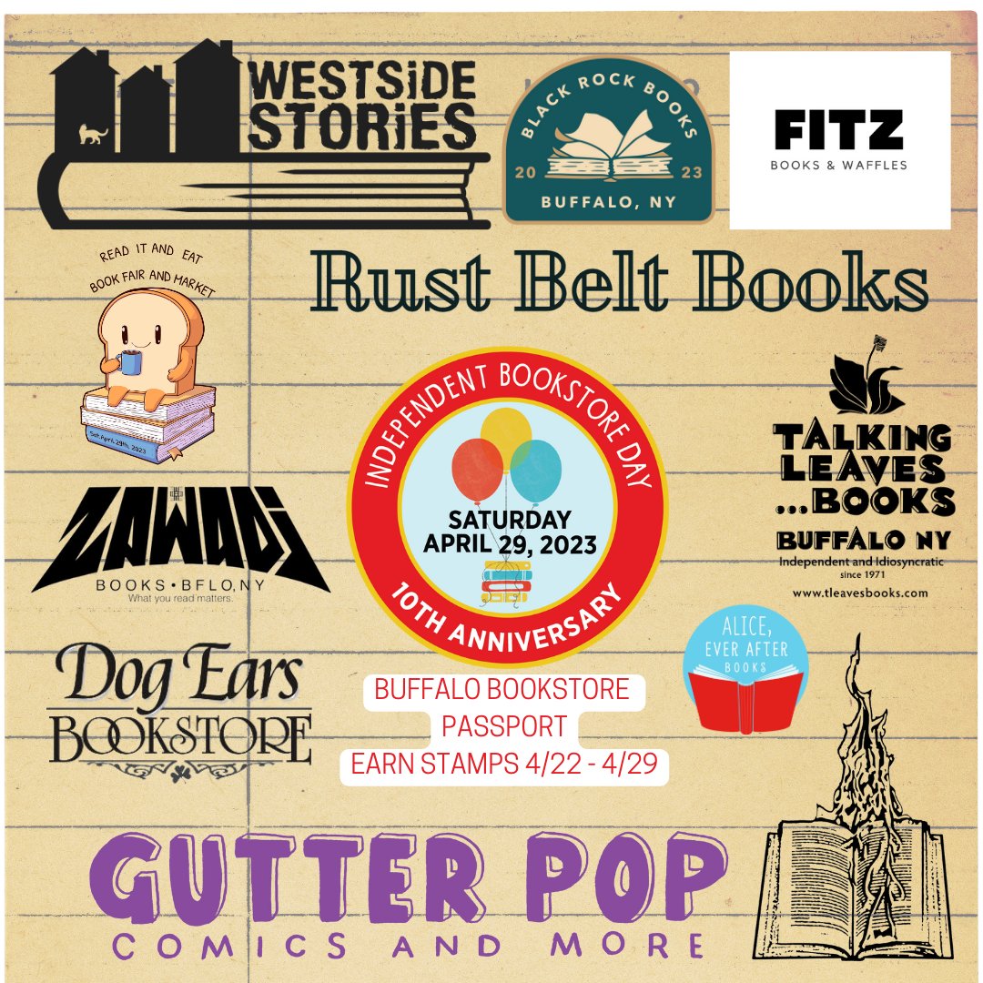 ReadItandEatBox's tweet photo. It's April and that means the countdown to the Read It &amp; Eat Book Fair and Market begins! Did you know April 29th is ALSO #IndependentBookstoreDay? We're part of the Buffalo Bookstore Passport! Get a stamp at all 10 stores for a chance to win $275 in gift cards! https://t.co/LCTAU7Ni45