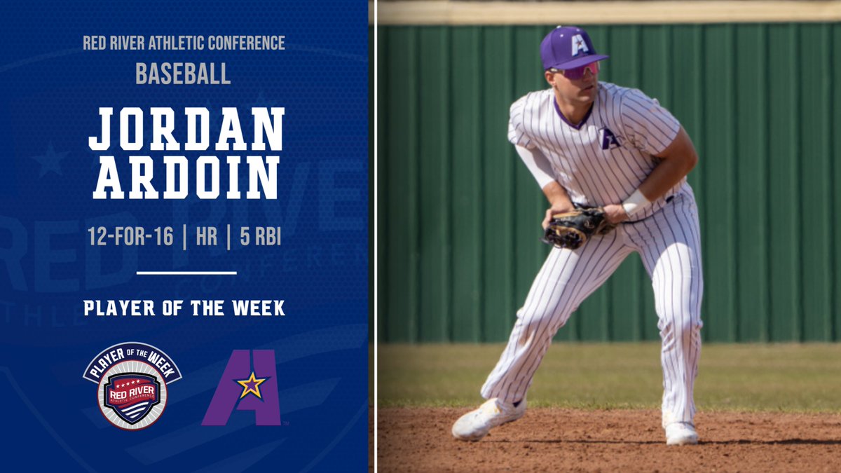 Jordan Ardoin of <a href="/lsuagenerals/">LSUA Generals</a> was named RRAC baseball player of the week for March 27-April 2. Story: redriverconference.com/article/2993.p…