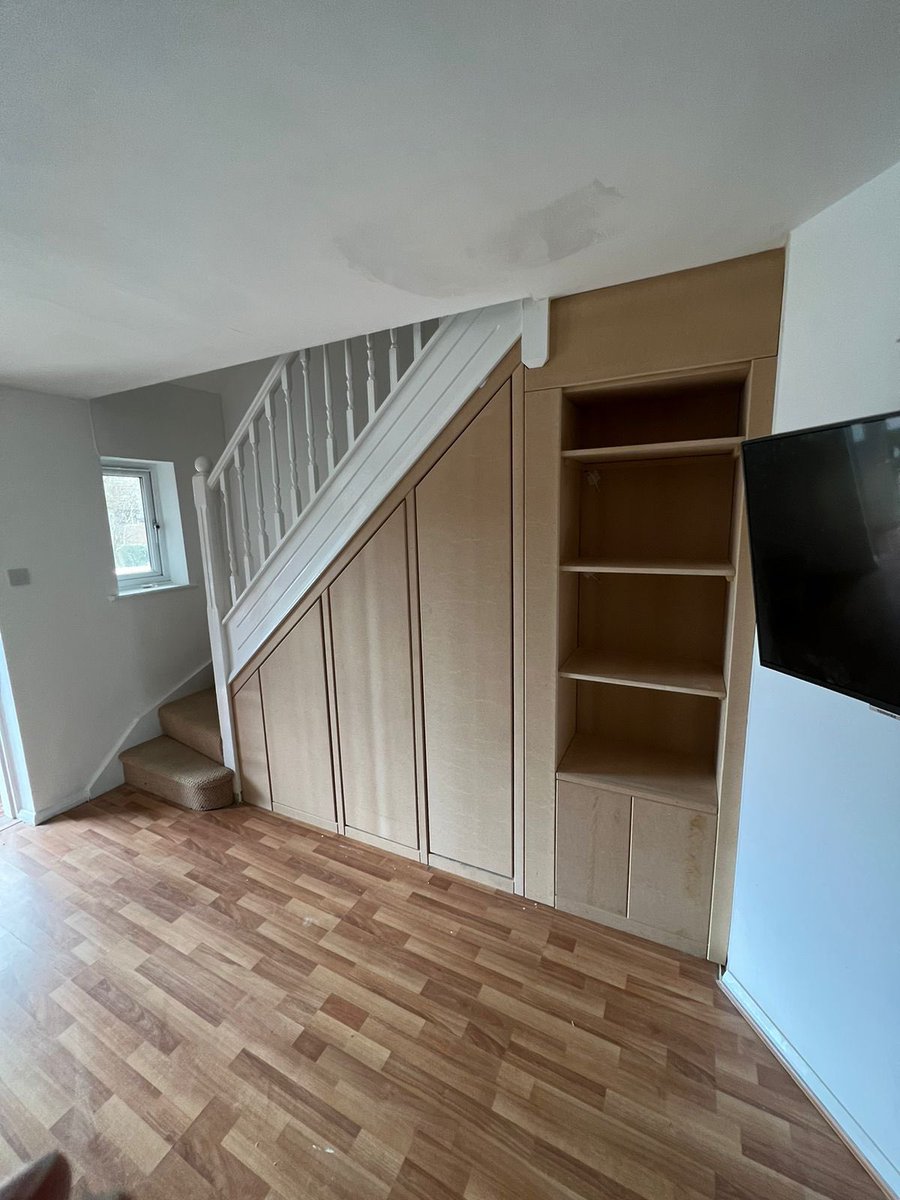 WMCjoinery's tweet photo. Stunning Understair storage and shelving completed for a customer over the weekend. Amazing idea utilising wasted space and creates an appealing look. Get in touch for a free quote✅
See before and after pictures below. 
Completed with
#bespokejoinery #joinerydesign #joinerywork https://t.co/oZBj1xAhno
