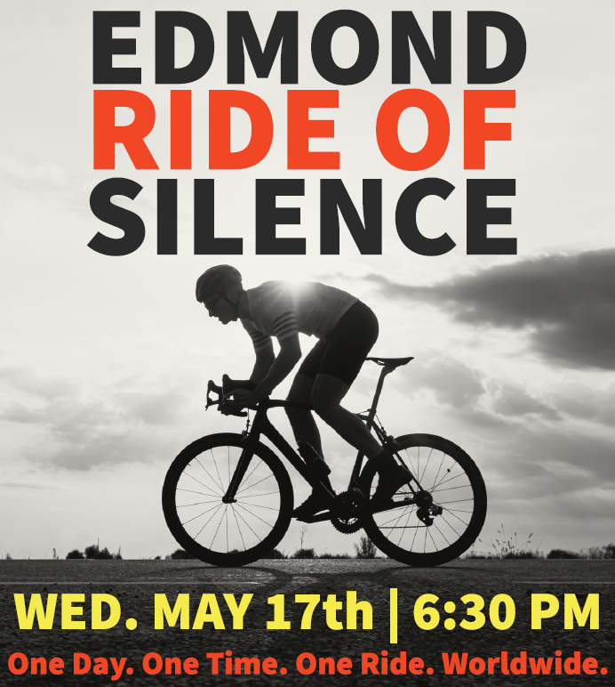 EdmondShift's tweet image. Save the date - Ride of Silence, May 17, 2023. Learn more and sign-up for the Edmond location - edmondok.gov/1779/Ride-of-S…