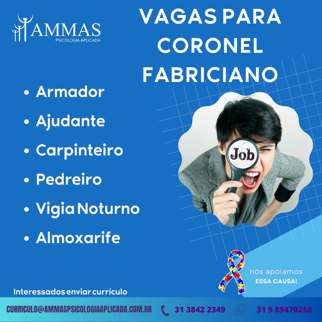 AMMASPsico's tweet photo. ➡Se você está em busca de uma oportunidade, deseja crescer no mercado de trabalho e tem experiência na área, envie o seu currículo com o nome da vaga para:
curriculo@ammaspsicologiaaplicada.com.br
#vagas #coronelfabriciano #vagasemaberto #valedoaco #oportunidade #recepcionista https://t.co/MJdzO1YyNp