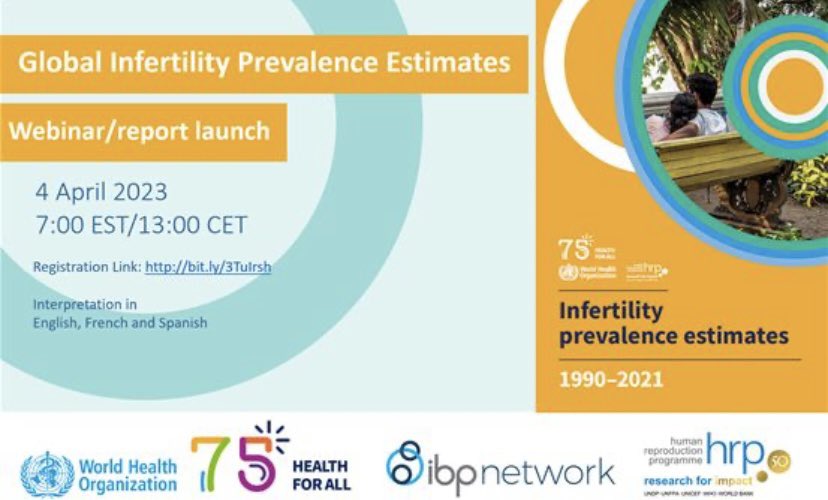 Join <a href="/ibp_network/">@IBP_network</a> <a href="/HRPresearch/">HRP</a> and <a href="/WHO/">World Health Organization (WHO)</a> TOMORROW for the Launch of Global Infertility Prevalence Estimates!Interpretation available in English, French, and Spanish. #SRHR4All 

Register NOW: bit.ly/3TuIrsh