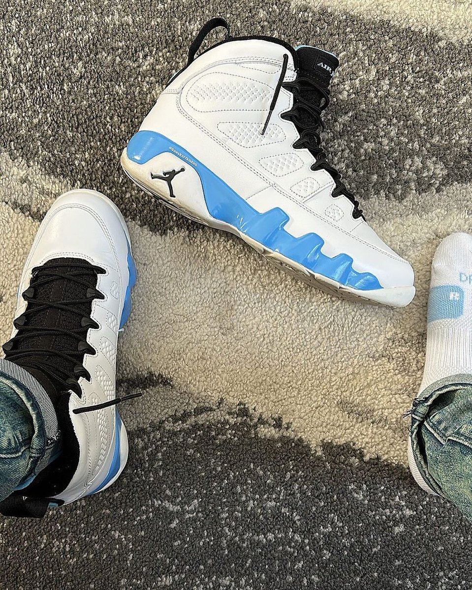 jordan 9 photo blue on feet
