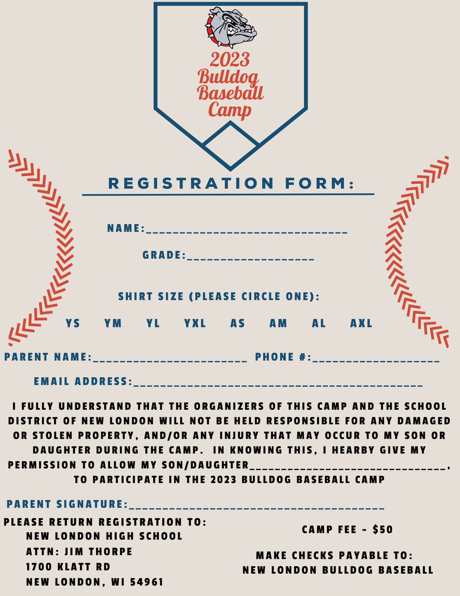 NLBaseballWI's tweet image. 2023 Bulldog Baseball Camp is coming up!!!!

Get those little Bulldog's signed up soon ;)
