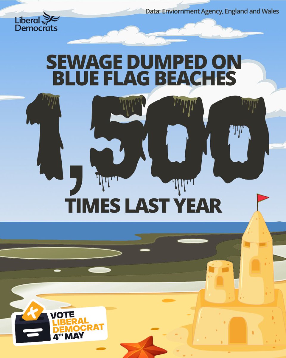 VagaLondonBlog's tweet image. RT @LibDems: Britain&apos;s beaches are being ruined by profiteering water companies getting away with dumping sewage, as the Government has failed to act. 

Whilst these firms have been raking in multi-billion pound profits, people h…