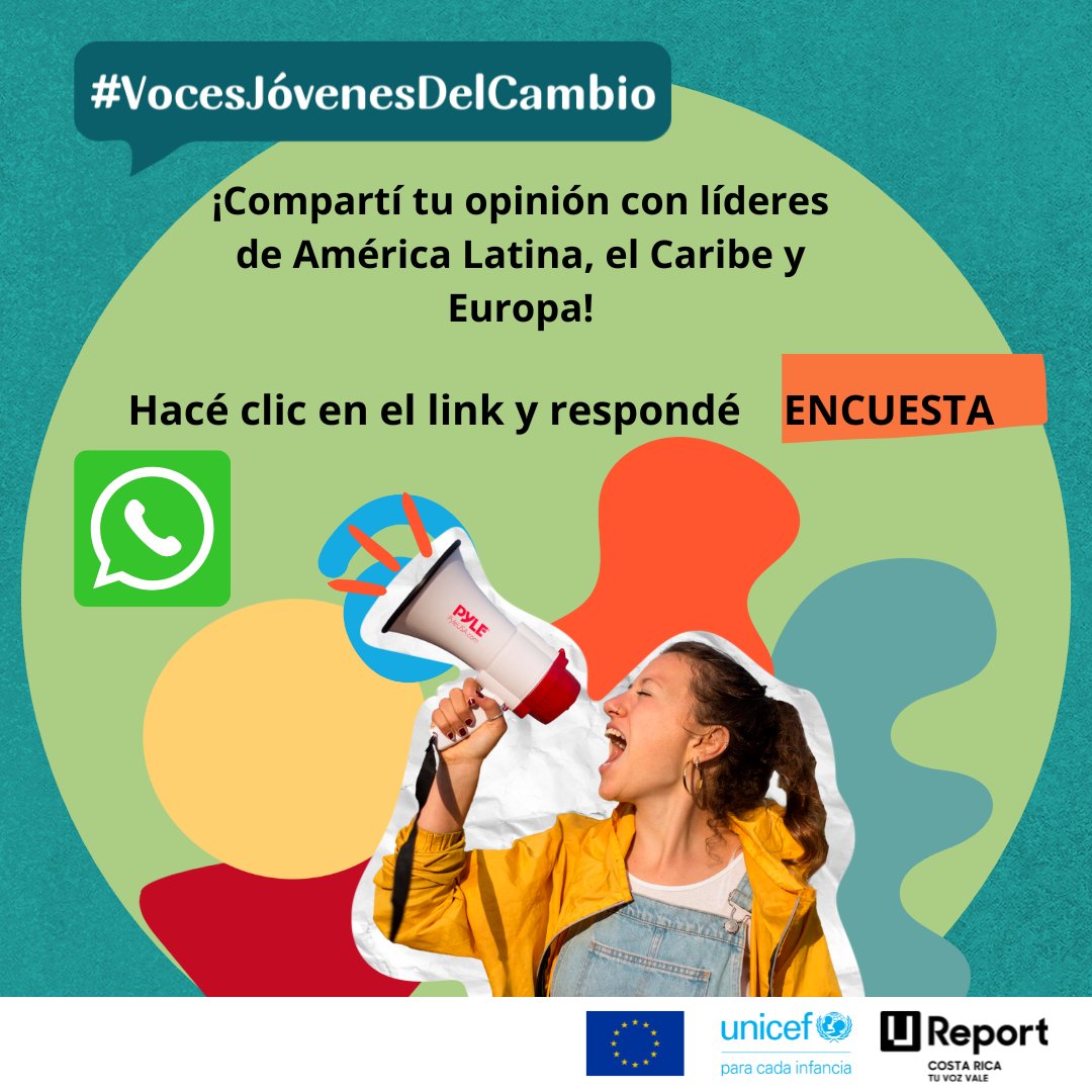 #TuVozImporta Queremos que las voces de toda la región sean escuchadas por líderes mundiales en la próxima cumbre.
Contestá la encuesta vía Whatsapp de forma anónima y gratuita. 
Sé parte de las #VocesJóvenesDelCambio
📲wa.me/5491161944646?…