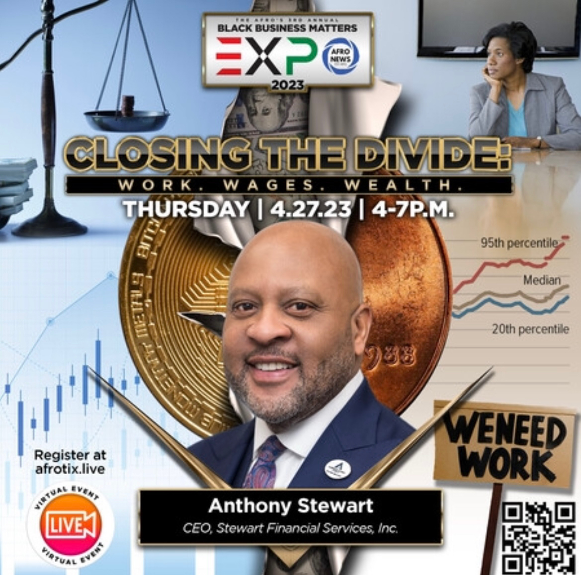 afronews's tweet photo. The AFRO will present its 3rd Annual Black Business Matters virtual EXPO with the theme, Closing the Divide: Work, Wages & Wealth Thursday, April 27th, 4-7 pm
You can register here for complimentary admission: https://t.co/iLGelk0WFN
#afronews #BBM2023 #ClosingtheDivide https://t.co/TSAGYf7lhb