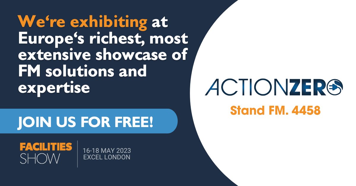 ActionZero will be at the <a href="/Facilities_Show/">Facilities Show</a> at @ExCeLLondon from May 16th – 18th! We will be exhibiting our award-winning heat pump tech, the EscoPod at stand FM.4458 if you would like to stop by! #FAC2023

Register for the free vent here: bit.ly/3Kyqpmd