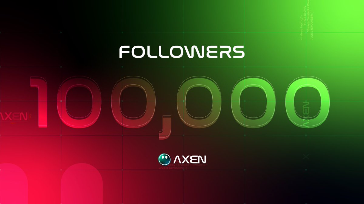 🚀 We just hit 100K Axens on twitter! 

Thank you to everyone who has been part of this amazing journey. 

The #IDO Announcement is comming soon.. 👀