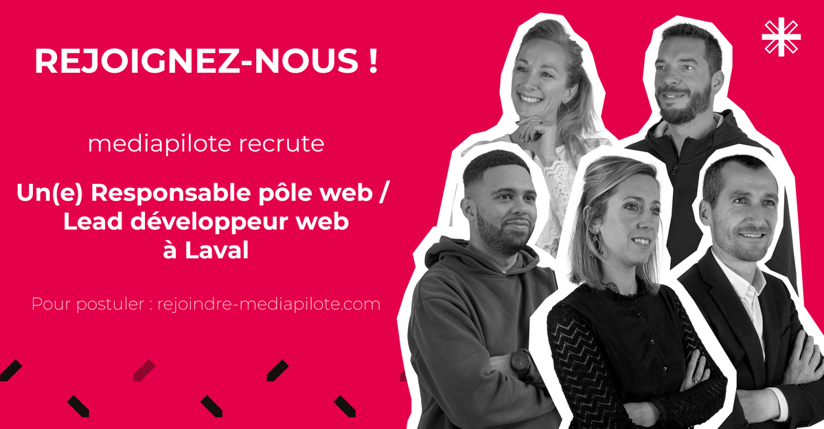 [A la rencontre de mediapilote] #mediapilote recrute un(e) Lead #développeur(euse) web à #Laval 😀
Leader(euse) dans l'âme, vous aimez conseiller et développer des dispositifs web et avez une capacité managériale ?
Rejoignez mediapilote à Laval 👉bit.ly/3MLHkDn