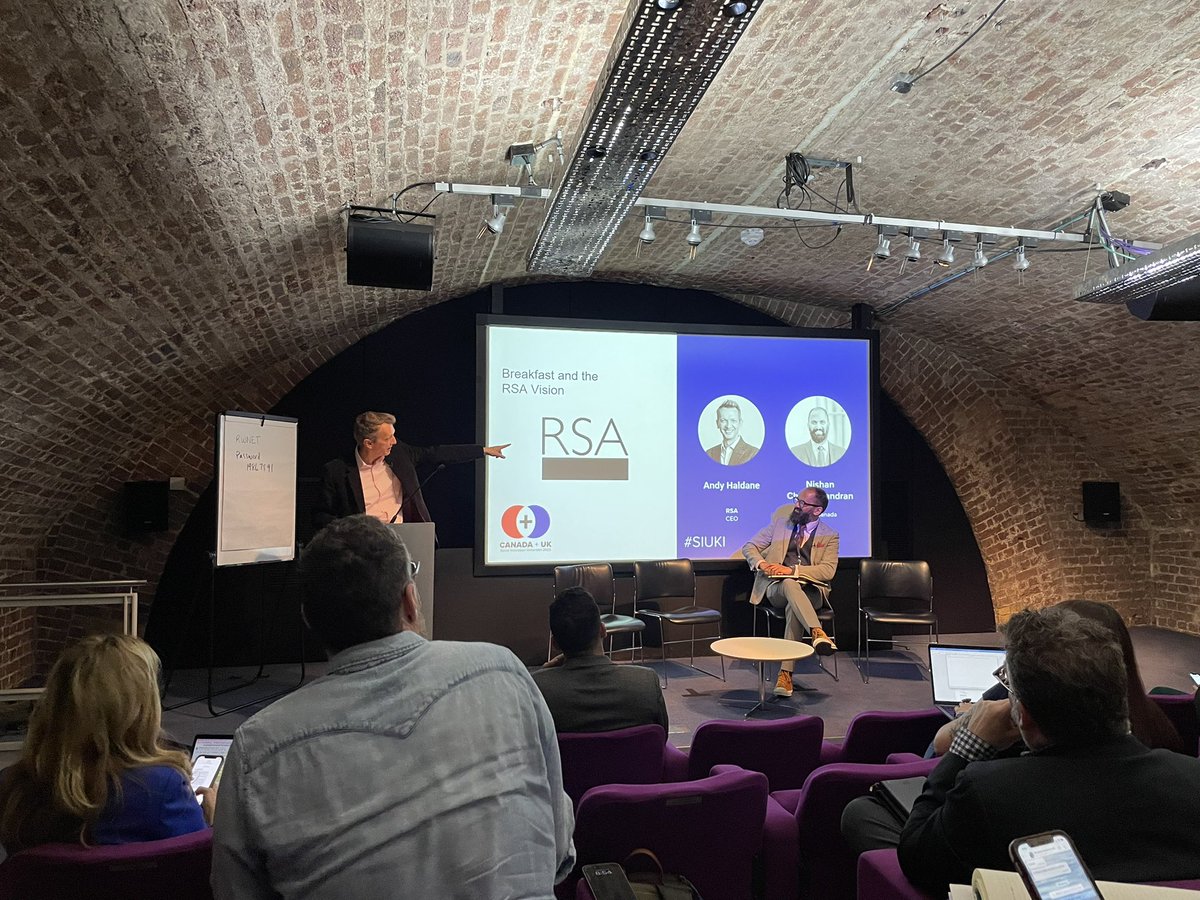 Great start for Day 2 on Canada + UK Social Innovation Immersion #SIUKI w/ Andy Haldane CEO <a href="/theRSAorg/">The RSA</a> addressing the imperative for a global approach to positive social change