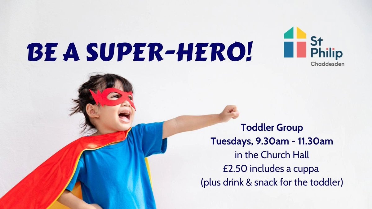 StPhilipChad's tweet photo. It's "Tuesday Toddler Group" day! 9.30am - 11.30am in the Church Hall. £2.50 including a cuppa (plus a drink &amp; snack for the toddler!). A great time to come together and meet whilst toddlers play safely. #Chaddesden

https://t.co/ndtGpGMrnm https://t.co/ldjq4reFxq