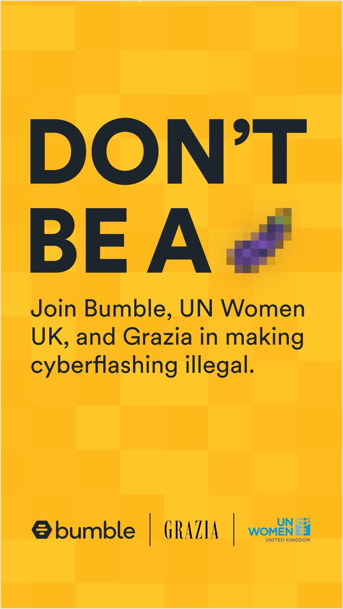 UNWomenUK's tweet image. Harmful intent is an inadequate basis for #cyberflashing legislation. Instead, it should be based on consent. 

Sign our pledge in partnership with @bumble &amp;amp; @GraziaUK to help make online spaces safer for women:

form.typeform.com/to/kCHE3zMw