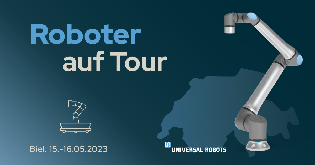 "Roboter auf Tour" von <a href="/Universal_Robot/">Universal Robots</a> (UR) legt am 15. und 16. Mai 2023 einen Stopp in Biel ein. Melden Sie sich jetzt für eine kostenlose Teilnahme an:
- Für den 15. MAI 2023: lnkd.in/ed-NjKsR 
- Für den 16. MAI 2023: lnkd.in/eHUB4UAP 

#Cobots #Automation