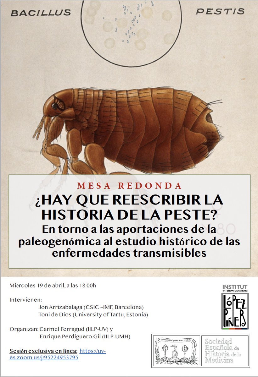 Mesa redonda: «¿Hay que reescribir la historia de la peste?: en torno a las aportaciones de la paleogenómica al estudio histórico de las enfermedades transmisibles» | iilp iilp.umh.es/2023/03/30/tau…