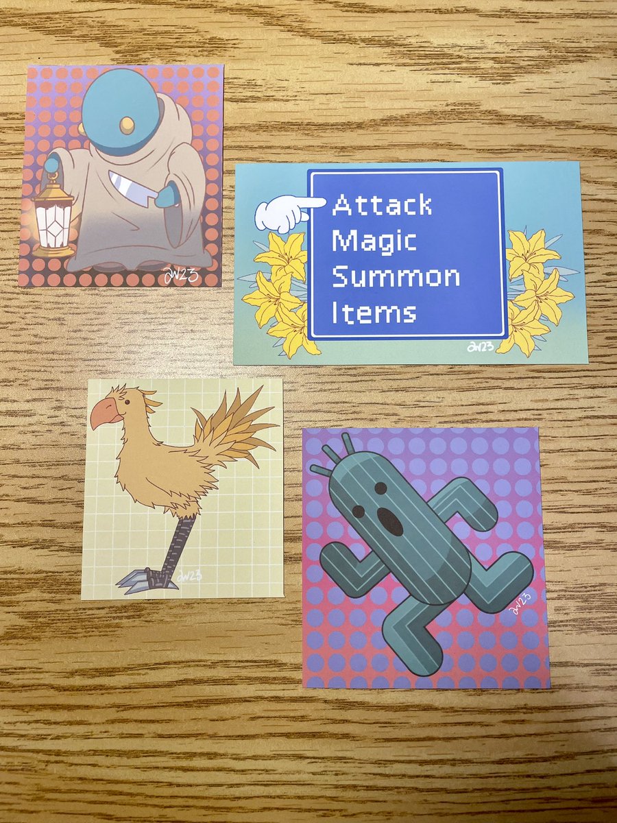 BexWagstaffe's tweet photo. #finalfantasy the first sticker I’ve ever made! #tonberry #cactuar #chocobo #battlemenu https://t.co/WZqC1sIFb6