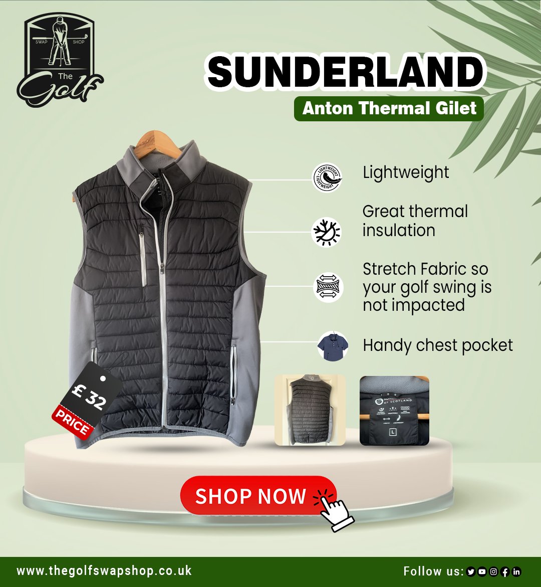 Brave the cold in style with the SUNDERLAND Anton Thermal Gilet, available now at The Golf Swap Shop!
thegolfswapshop.co.uk/product/golf-c…

#golf #golfer #golfing #golffashion #golfgilet #golfclothing #golfclothing #galvingreengolf #golfwearstore #golfcourse #sundarland #thegolfswapshop