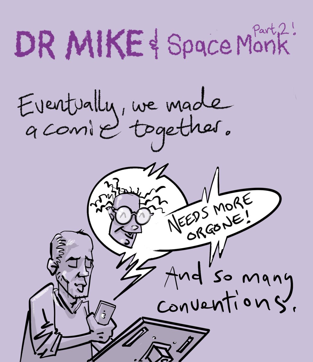 darrencfisher's tweet photo. Part 4 of Dr Mike &amp; Spacemonk. Conventions- I've got a love/hate relationship with them. I love people checking out my comics, catching up with comic friends. I hate the sales aspect. Pushing myself onto people doesn't feel good. https://t.co/TdnC4jfebh