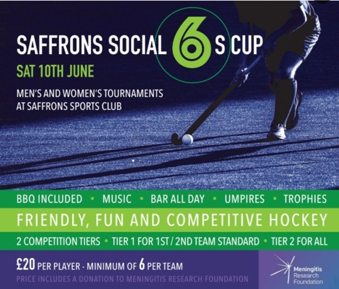 The team at <a href="/EastbourneHC/">Eastbourne HC</a> is organising a Summer Social Hockey Tournament in aid of the Meningitis Research Foundation. 

The inaugural Saffron Social Sixes is on Sat 10th of June with hickey, music, food and fun!

Complete the form yo reserve your team

forms.office.com/Pages/Response…
