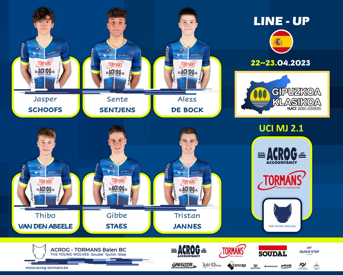 acrog_tormans's tweet photo. Line-Up U19 🐺 Gipuzkoa Klasikoa
Good Luck 🐺
#acrogtormans #soudalquikstep #theyoungwolves
#wearebalenbc https://t.co/LyrxmkVYUE
