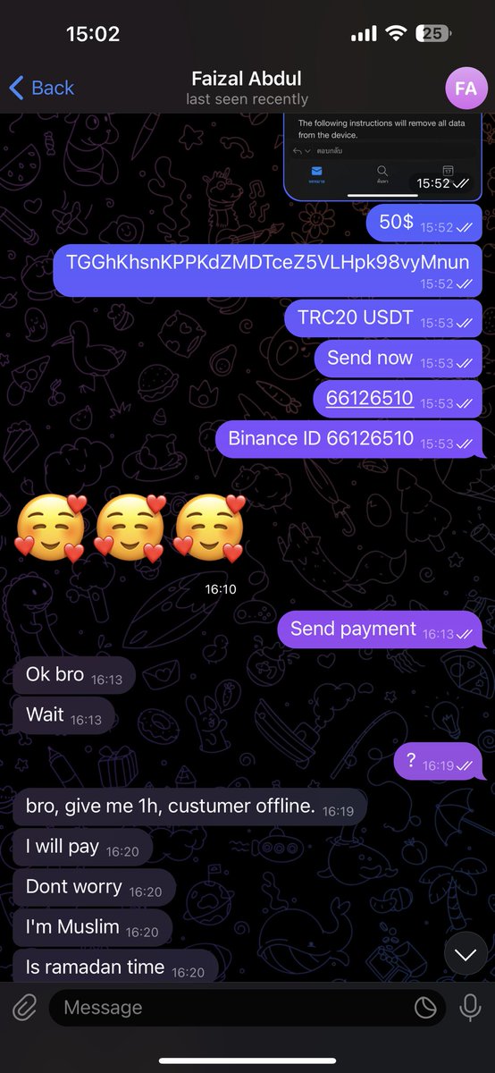 unlockmasterr's tweet photo. New Scammer 

@faizal023  Not paid after done 
All beware him 
Him ark bla bla bla Muslim
Share and Beware https://t.co/0AQK17UdzD