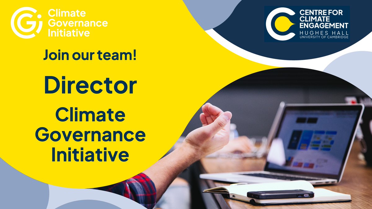 VACANCY: Director - Climate Governance Initiative 
Please share!  
We are looking for an experienced Director to head up the Climate Governance Initiative team! 

Find out more: bit.ly/3B3K8oK

#ClimateJobs #EnvironmentJobs @Cambridge_Uni @Hughes_Hall @Boards4Climate