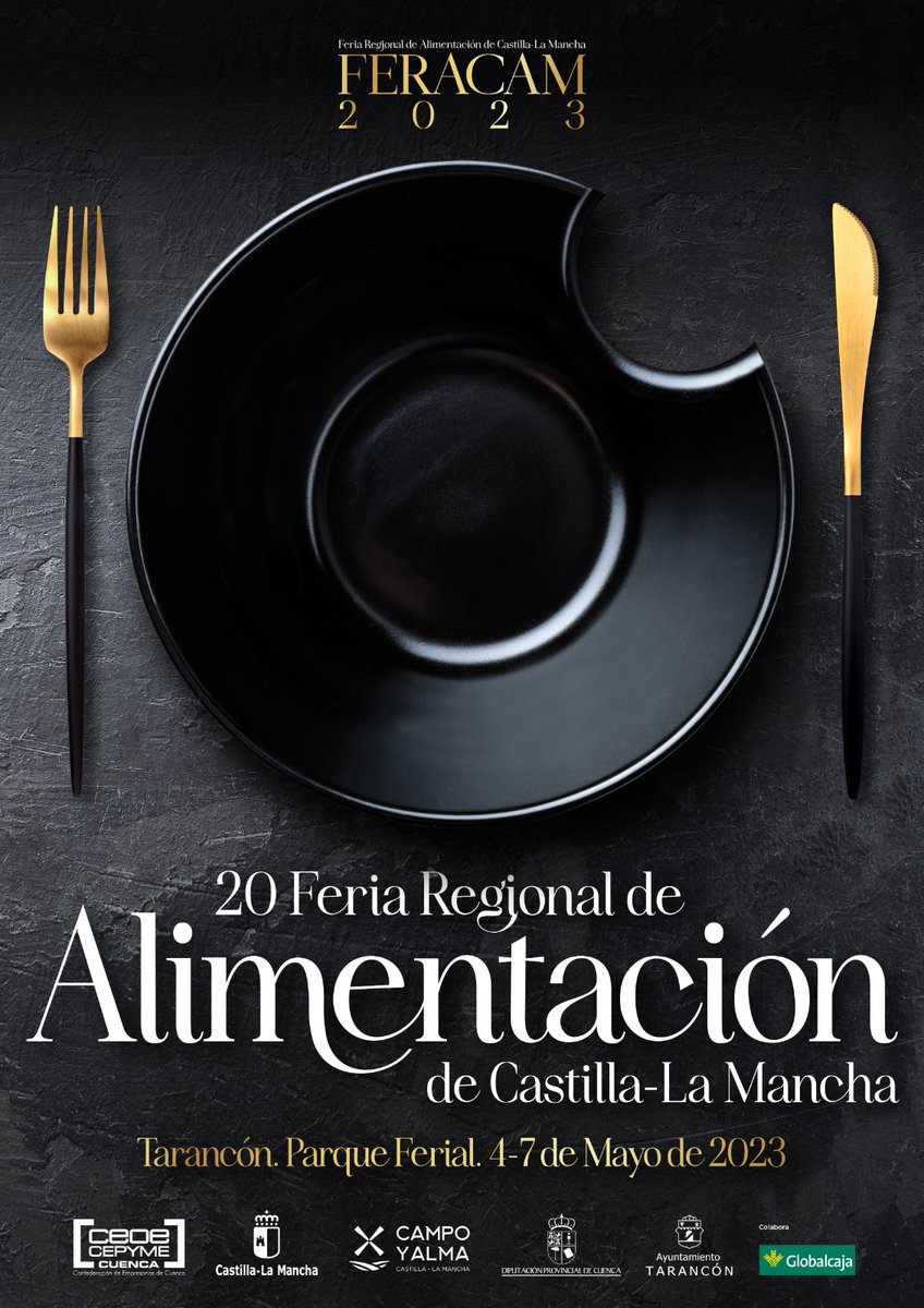 Confirmada la presencia de 60 expositores en la 20ª Feria Regional de Alimentación de CLM #FERACAM que se celebrará de 4 al 7 de mayo en #Tarancón
 ceoecuenca.es/portal/lang__e…

<a href="/ceoecuenca/">CEOE CEPYME CUENCA</a> <a href="/gobjccm/">Gobierno de Castilla-La Mancha</a> <a href="/campoyalmaCLM/">Campo y Alma</a> <a href="/DipuCuenca/">Diputación de Cuenca</a> <a href="/aytotarancon/">Ayto. de Tarancón</a> <a href="/SomosGlobalcaja/">Globalcaja</a>
feracam.com
