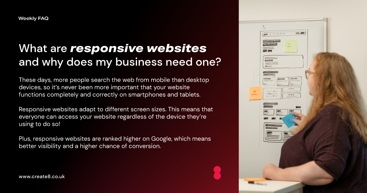 Create8Ltd's tweet image. Have you ever visited a website on your phone that was only optimised for desktop?

#Create8 #WebDev #ResponsiveWebDesign