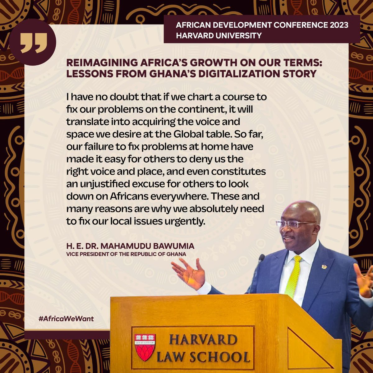 jjamarboye_GH's tweet photo. Vice President, Dr. Mahamudu Bawumia (@MBawumia) speaking at the "African Development Conference 2023" on the Topic "Reimagining Africa's Growth on our Terms: Lessons from Ghana's Digitization Story"

Thread!

#DigiTimeInGhana
#ItIsPossible https://t.co/Ow4n6E1cqr