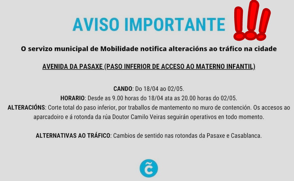 BlogBusurbano's tweet image. Ojo! 
Se corta el túnel de acceso al #HospitalMaterno desde hoy hasta el día 2 de mayo.

Afectadas #Lín12 #Lín12A y #Lín17 de @TranviasCoruna, que irán a dar la vuelta allá a la gta. del #Pasaje (o sea, "a fume de carozo").

No se pierden paradas
pero, duda: ¿se ganan dos.. o no?