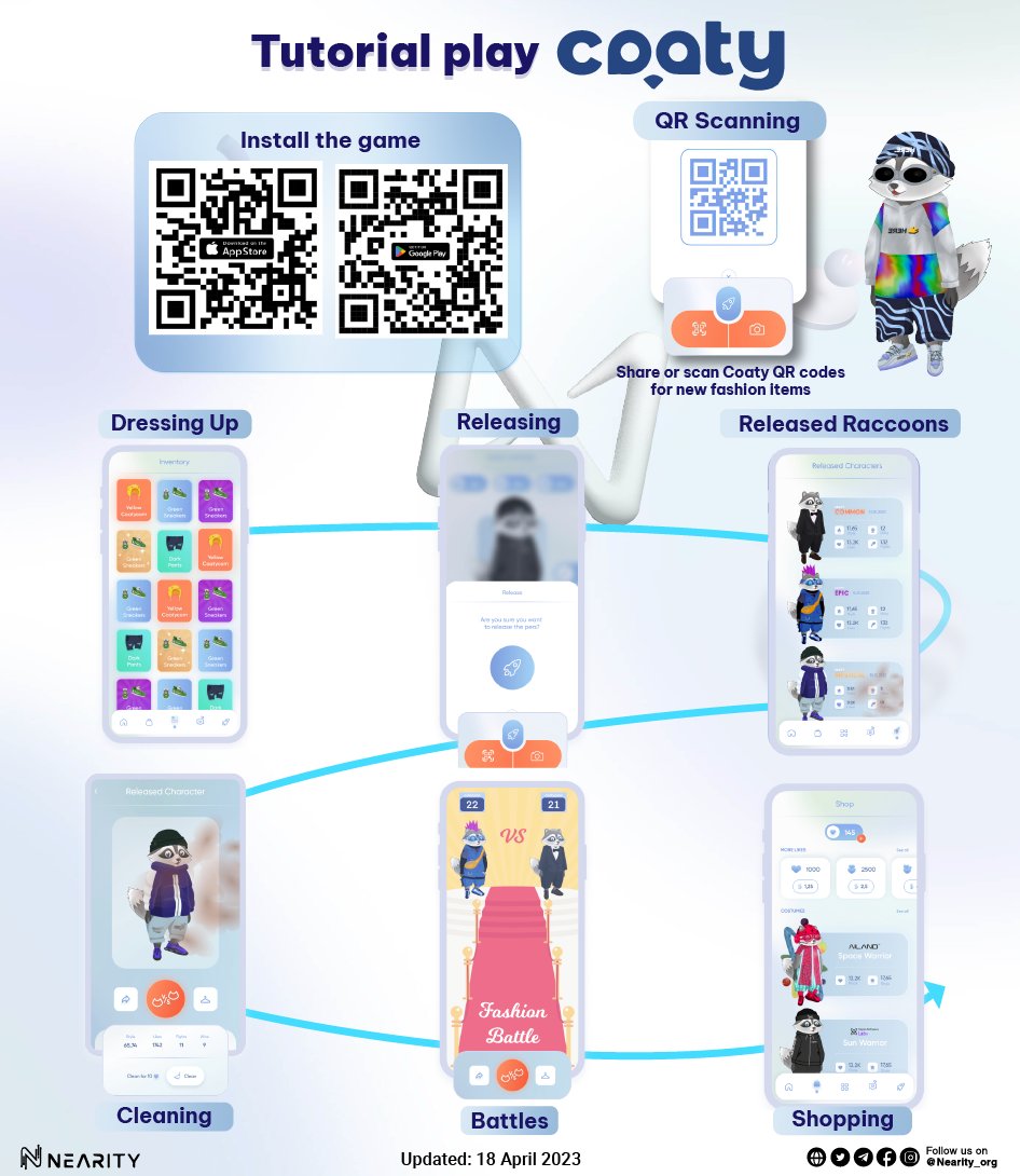 💁‍♀️Tutorial play <a href="/CoatyWorld/">Coaty World - Fashion Battle 🔥</a> 

💯Coaty World is a mobile game that helps fashion brands promote their products

⏬Let's install the game to experience the features
✅Dressing up
✅Releasing
✅Released Raccoons
✅Cleaning
✅Battles 
✅Shopping

#NEAR #Nearity $NEAR #NEARistheBOS