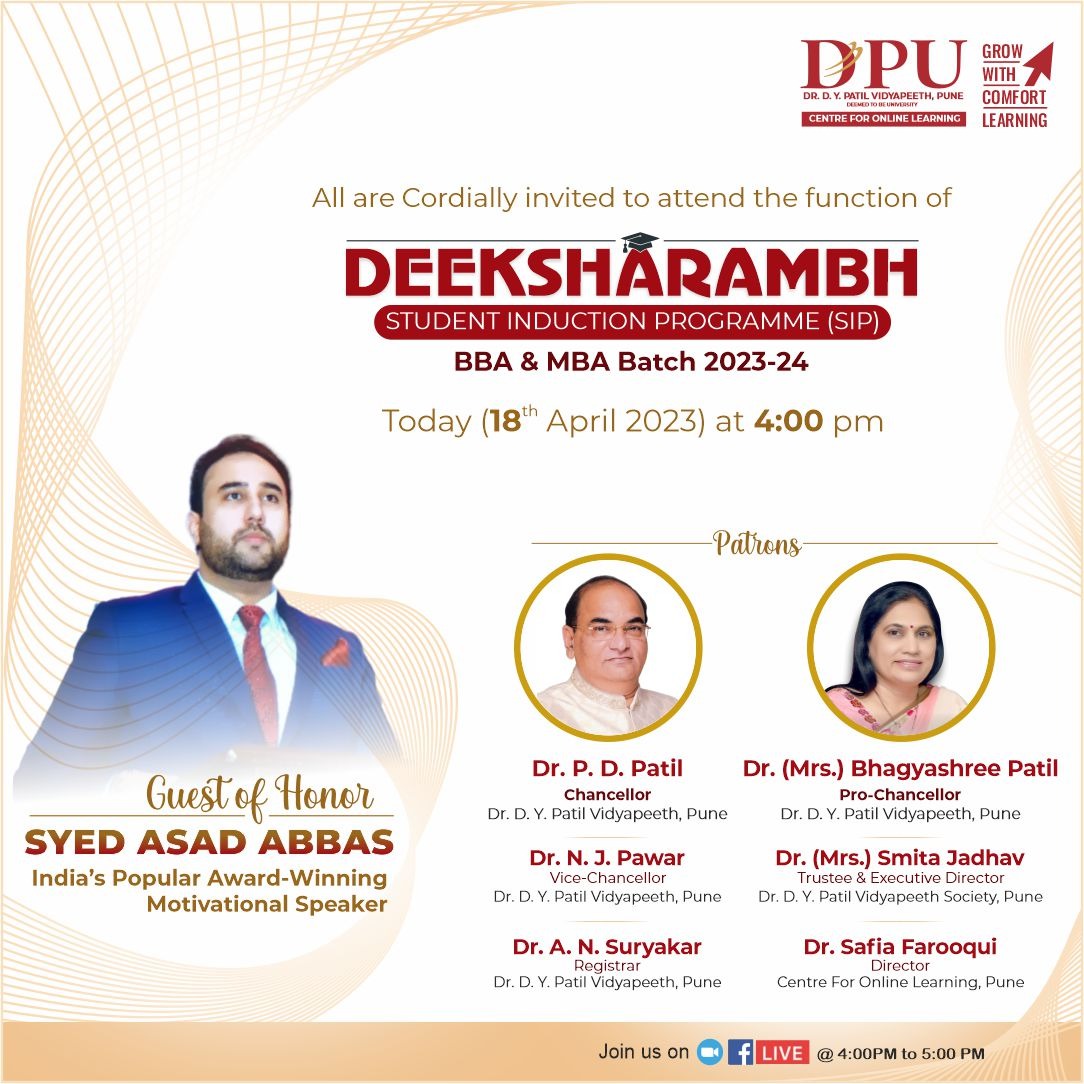 dpu_col's tweet image. And the day has arrived!
A gentle reminder to all our learners, for your induction programme today.
Save the time.
We are excited to host you.
Facebook Live Link - facebook.com/DPUCOLOnline/l…

#StudentINductionProgramme #DPUCOL #DPUOnline