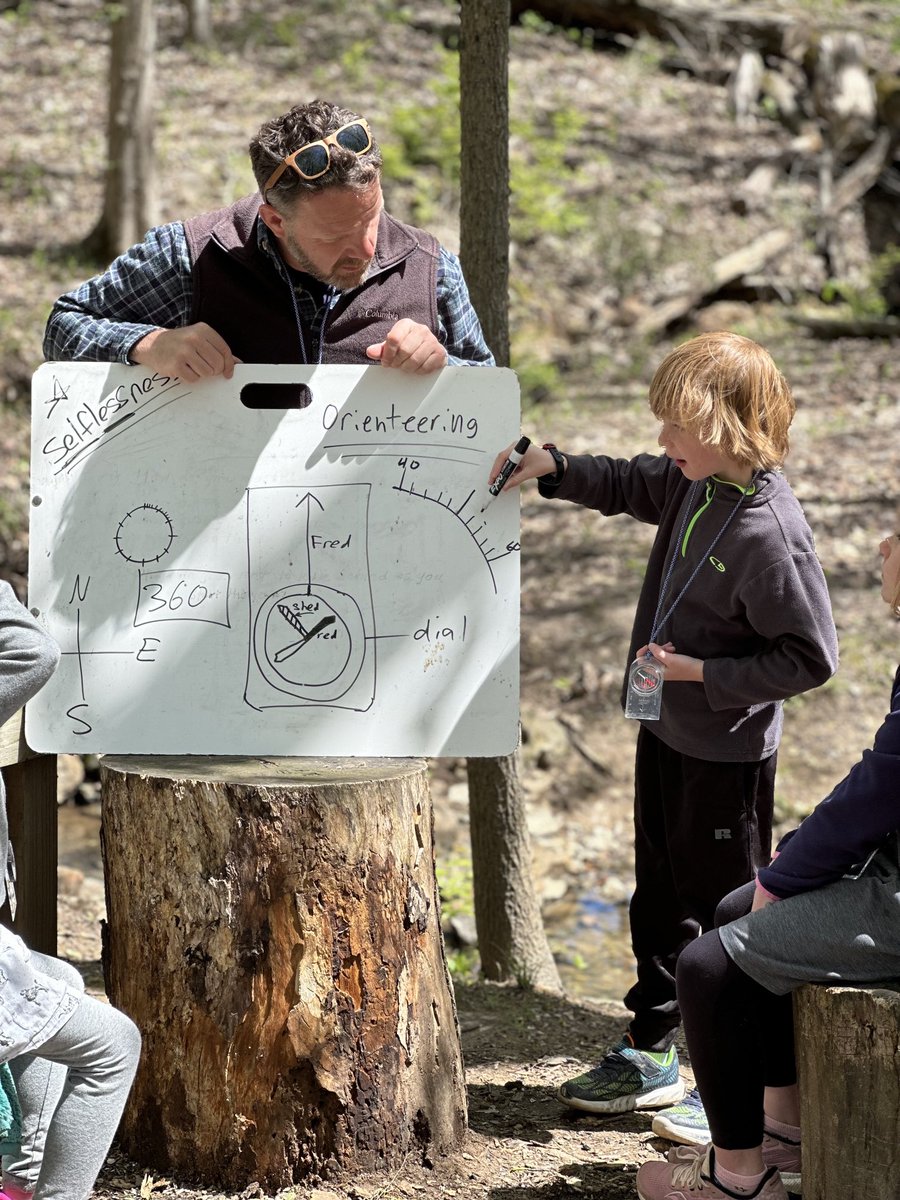 PrinOutdoorEd's tweet photo. 2nd graders @PrincipiaSchool practiced their yearlong character theme, Selflessness, by being in groups of 3 and creating orienteering courses for one another.

#handsonlearning
#outdooreducation
#outdoorlearning https://t.co/48Y4ooj5w0