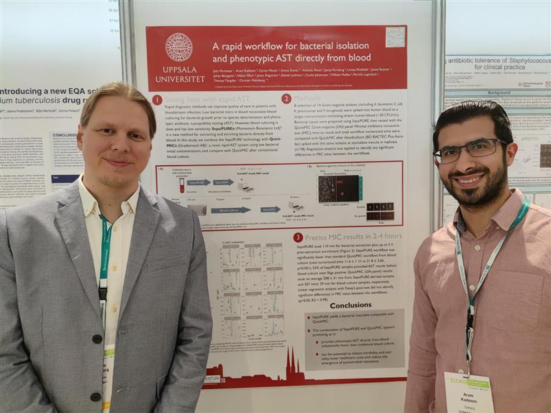 Gradientech's tweet image. #ECCMID2023 Day4: Take the final chance to pass by our poster P0394 presenting exciting results from study combining the #Gradientech  #quickMIC ultra-rapid #AST system with Momentum BioScience’s #SepsiPURE technology, to explore a new workflow without conventional blood culture.