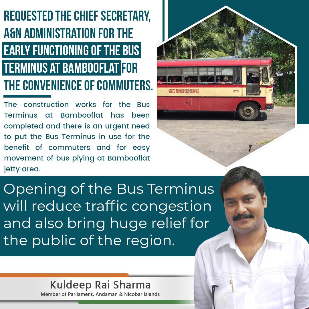 Requested the Chief Secretary, A&N Administration for the early functioning of the Bus Terminus at Bambooflat for the convenience of commuters.

#andamanandnicobar