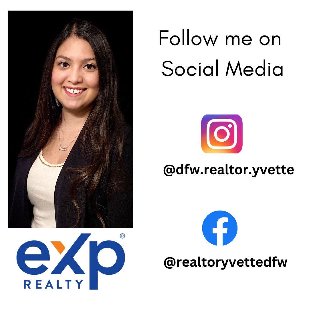 Don't forget to follow me on #socialmedia 
#facebook #instagram 

I'm here to help you with all your real estate needs!

#exprealty #realtoryvette #dfwrealtor #texasrealtor #fortworthrealtor #exprealtor #followme #followandshare
