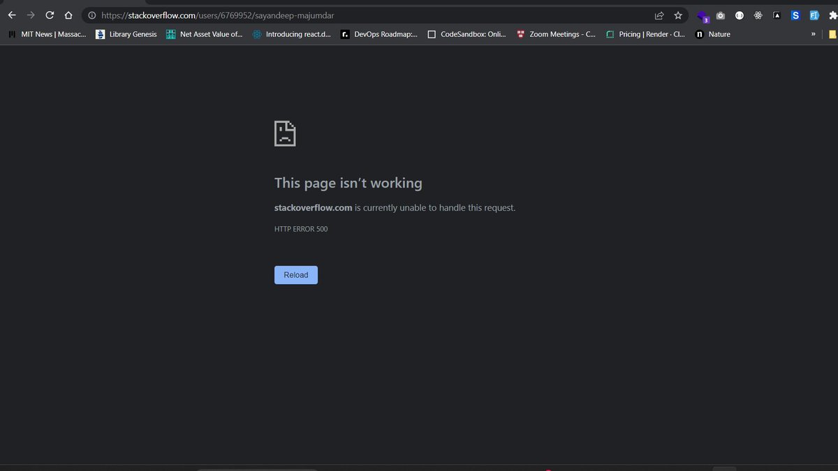 mesayandeep's tweet image. Terror for developers 😥
#stackoverflow #internalservererror #stackoverflowdown