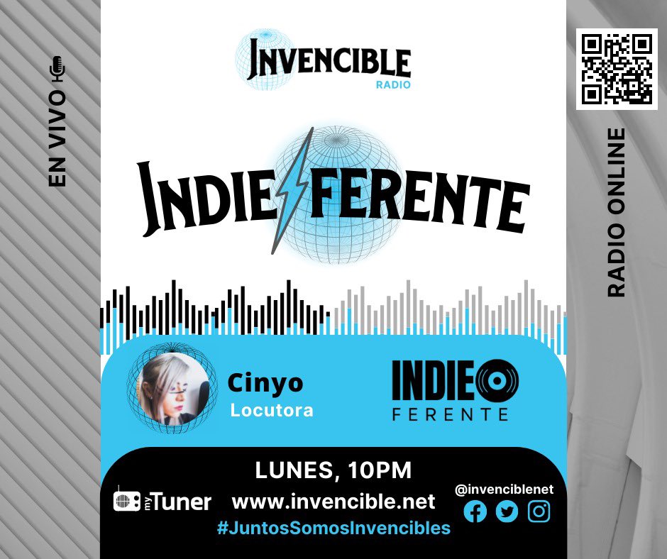 Invenciblenet's tweet photo. Conéctate a #indieferente con #Cinyo🎙️lunes 10pm #mex por https://t.co/QlmKYGvO6P #radioonline
#juntossomosinvencibles https://t.co/29ouycEInf