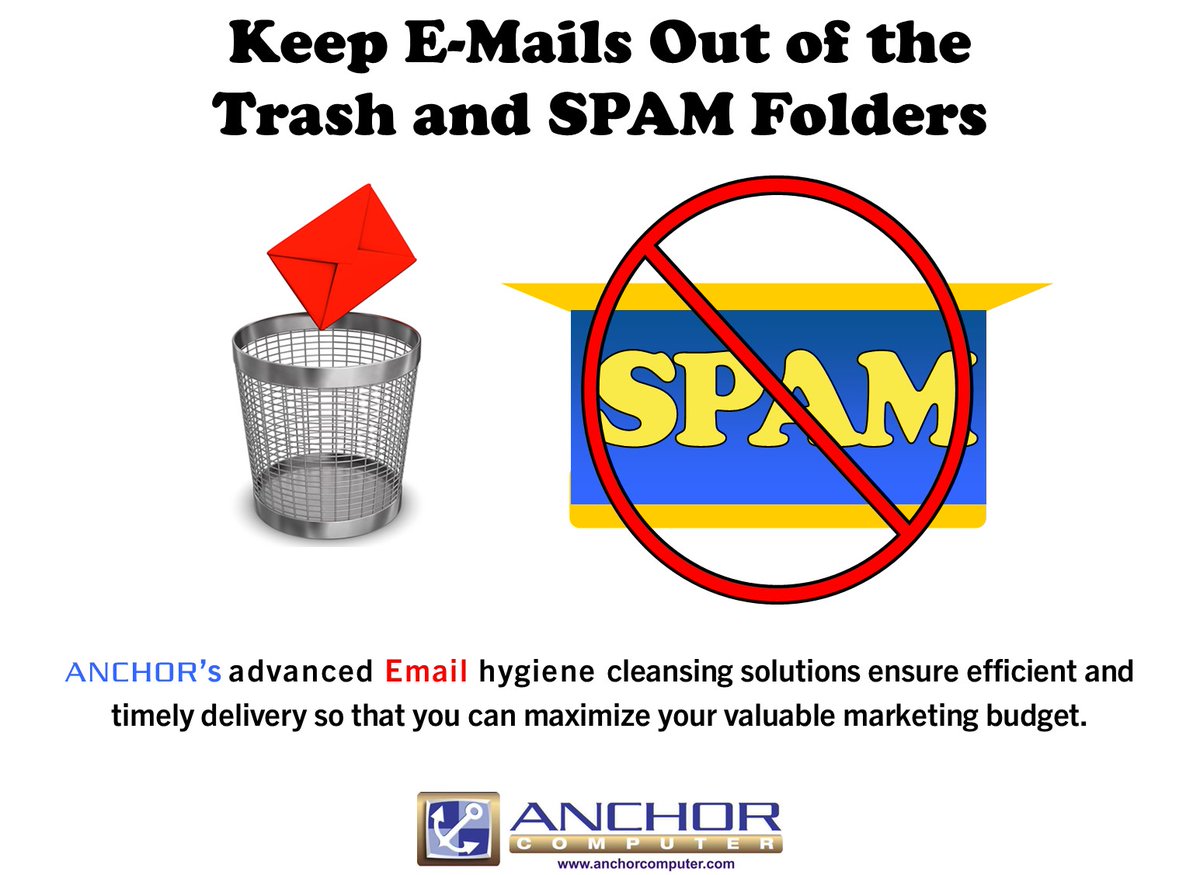 AnchorComputer's tweet image. Keep your correspondence out of the trash or Spam folders. @AnchorComputer has tools and products to clean your lists. Contact us today marketing@anchorcomputer.com (631) 293-6100 #spam #spamfilters #filters #email #trash. bit.ly/3vXbIQT