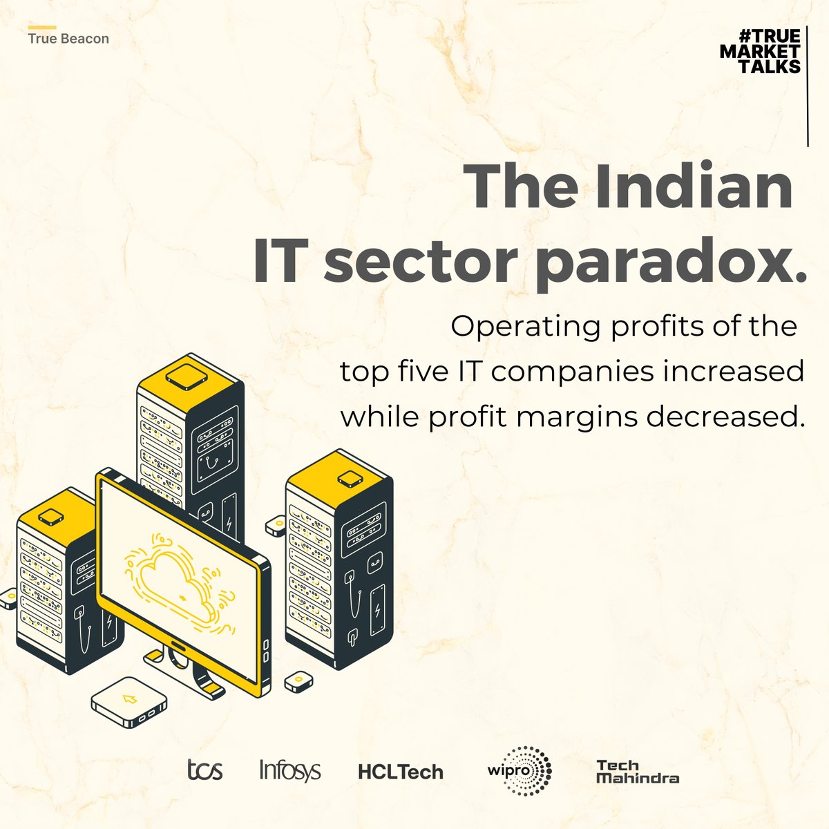 TrueBeaconIN's tweet photo. Operating profits of India's largest IT companies grew by 3-8x over the last 11 years. But, their profit margins have either stagnated or contracted. Thus, operating leverage has been hard to come by.* #India #Finance #TrueBeacon
*Disclaimer: Details on https://t.co/kSa2EdMguV https://t.co/RwuZibkBsP