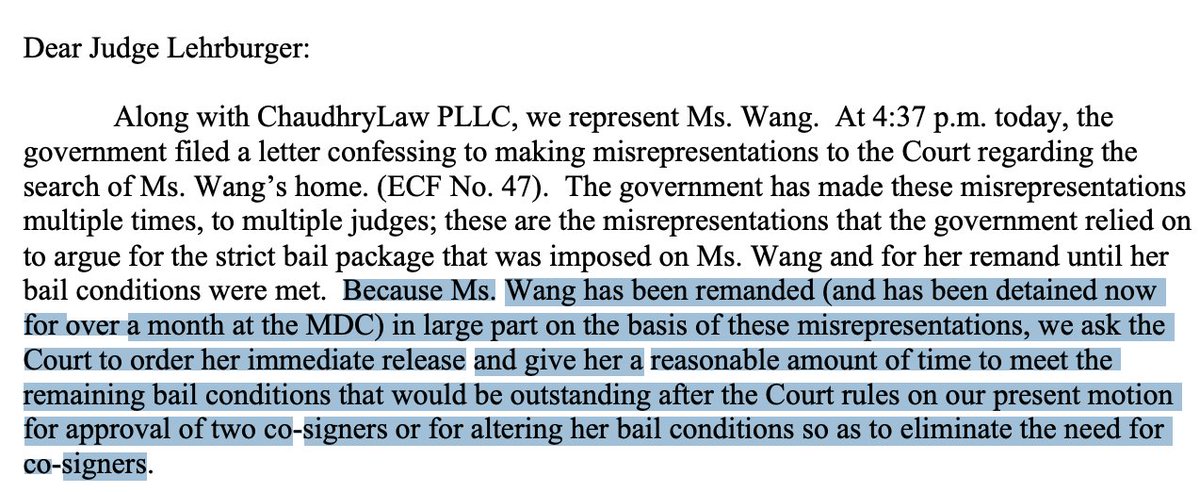 SDNY prosecutors in a motion Monday said the FBI apparently didn't recover a cell phone hidden under the mattress of Guo Wengui's executive assistant Yvette Wang, as they previously claimed. This admission drew a quick demand from Wang's lawyer that she be released on bail.