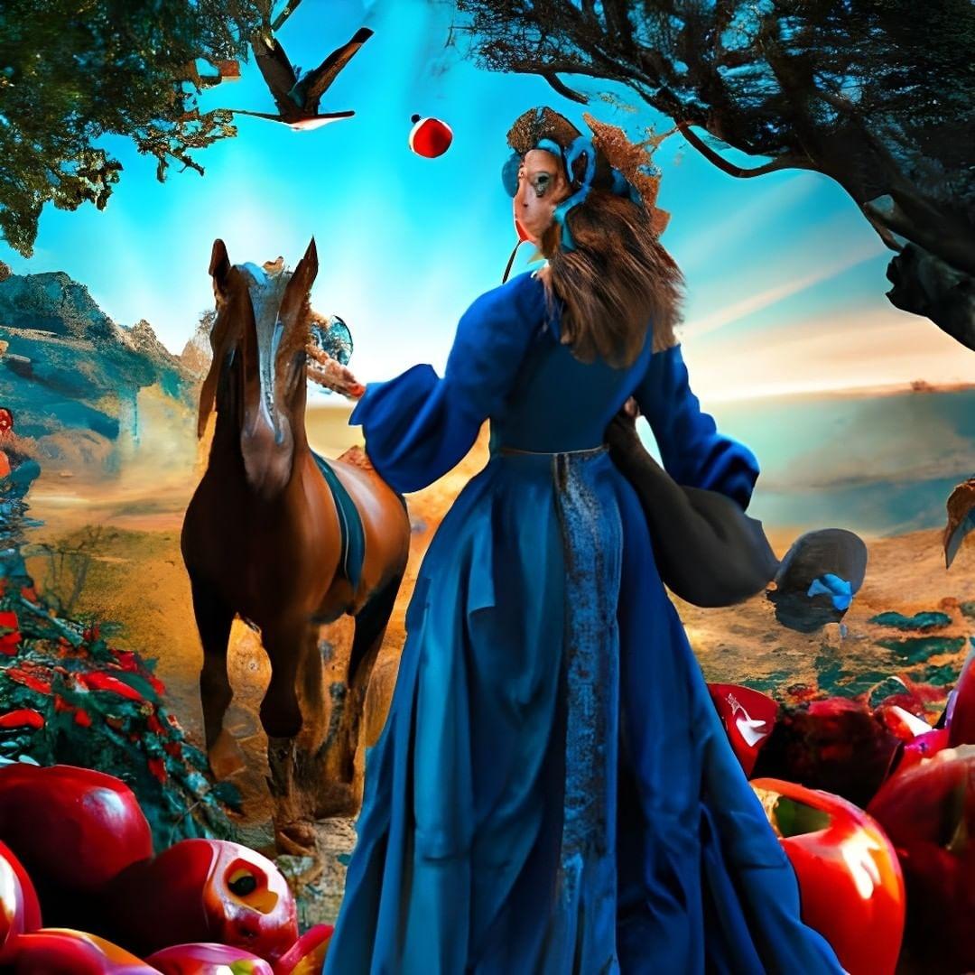 dan__brummitt's tweet image. “Shepherdess no temptation that poussin and teniers hold the key pax 681 by the cross and this horse of god I complete this guardian demon at midday blue apples.” 

“The apples that turn blue in pairs hold the value of the key.” 
#DisruptiveFineArt #neuralstyletransfer