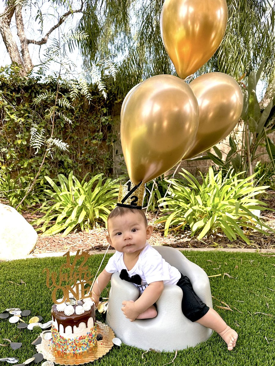 Mss_Mina's tweet photo. A week late but.. Happy 1/2 birthday to our sweet little Axel. I have no idea where the past 6 months have gone, but my mama heart is really feeling all the emotions today. He is the sweetest, happiest, most loving little baby. Words can’t even describe how much we love him🎈🥹💙 https://t.co/S78vK0EE34
